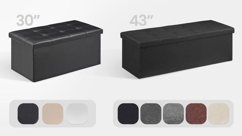 Segawe 30" Ottoman Storage Bench Folding Footrest Stool Sponge Padded Seat with Lid Beige/White/Black/ Brown Segawe 30" Ottoman Storage Bench Folding Footrest Stool Sponge Padded Seat with Lid Beige/White/Black/ Brown