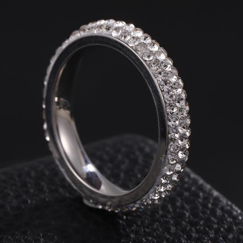Titanium steel ring for women, niche high-end five-row ceramic full-diamond ring, stainless steel jewelry