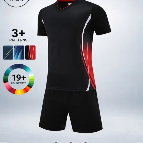 A1 Men's 2 Piece Soccer Jersey and Shorts Set, Lightweight Quick Dry Breathable V Neck Football Training Kit, Blank Short Sleeve Athletic Uniform for Practice, Match, Running, Gym and Casual Sportswear, Football Team Outfit