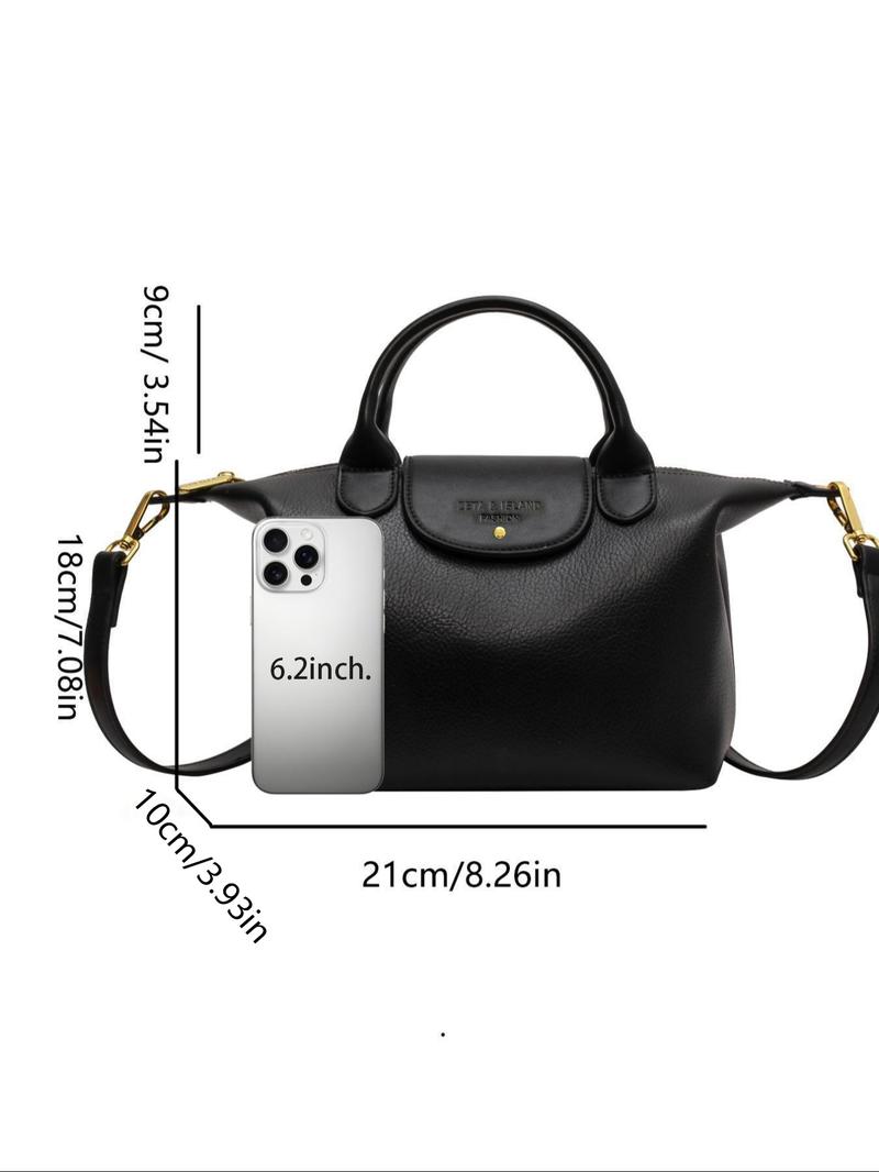 Women's Elegant Solid Color Handbag, Fashionable PU Leather Zipper Shoulder Bag for Daily Use, 2025 Fall & Winter Trendy High-quality Commuting Bag, Versatile PU Tote Satchel, Commuter Bag