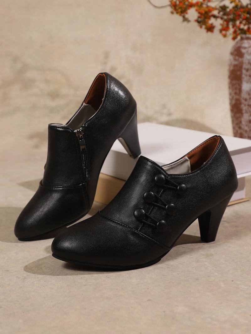 Women's Short Boots, Chunky Heel Design, Thick Heeled Boots, Fashionable Comfort Shoes, Perfect Casual Match, Durable Structure, Stylish and Comfortable