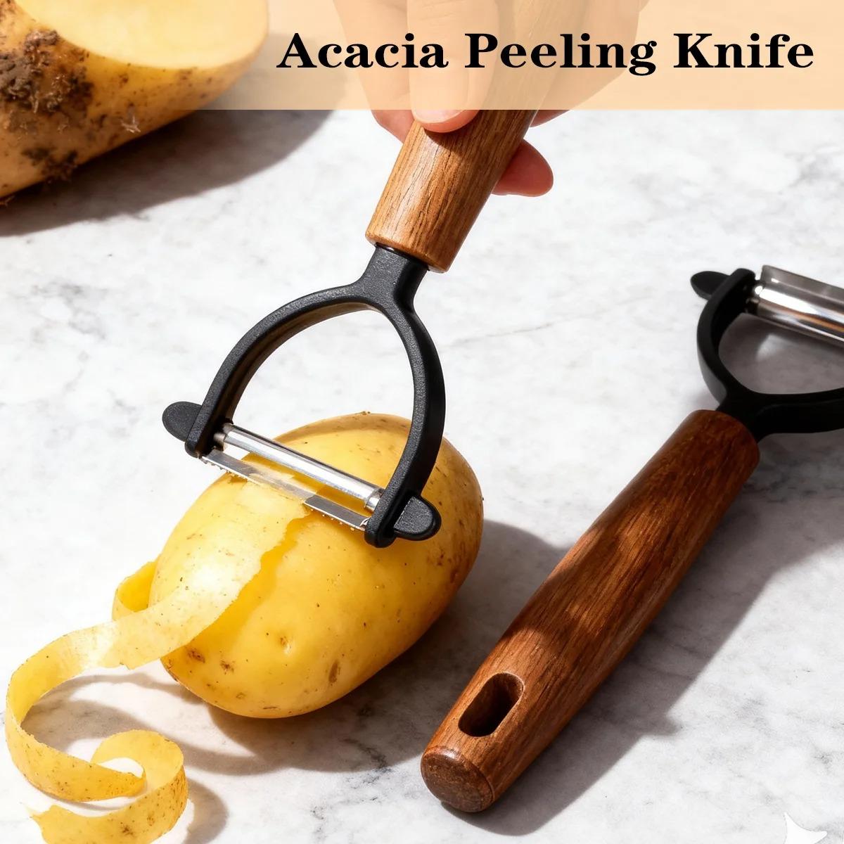 1/2 Pcs Premium Y/p Type Stainless Steel Multifunctional Peeler, Acacia Wood Handle, Ultra Sharp Blade, Ideal for Vegetables, Potatoes, Apples