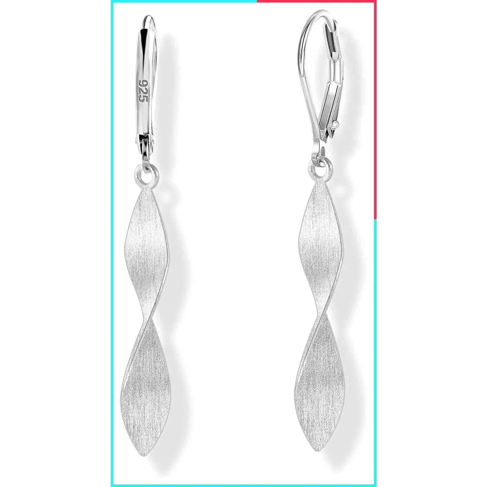 Twisted Teardrop Drop Earrings for Women Hypoallergenic Lightweight Leverback Silver or 14K Gold Plated Brushed/Polished Fashion Jewelry Gifts