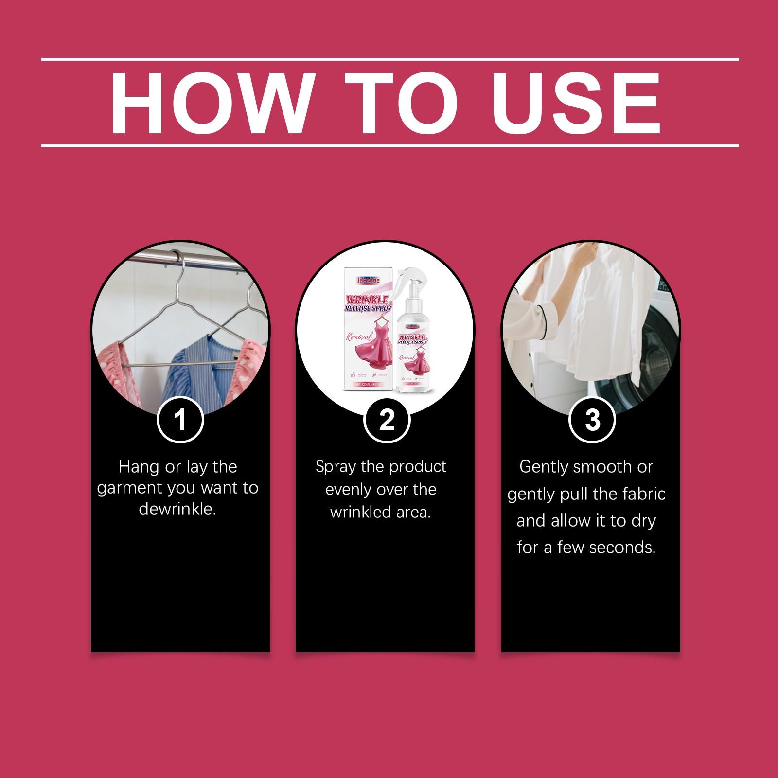 2-Pack Clothing Wrinkle Remover Spray (120ML*2), Easy-To-Use, Effectively Reduces Wrinkles, Suitable for Various Fabrics, Essential Travel Spray