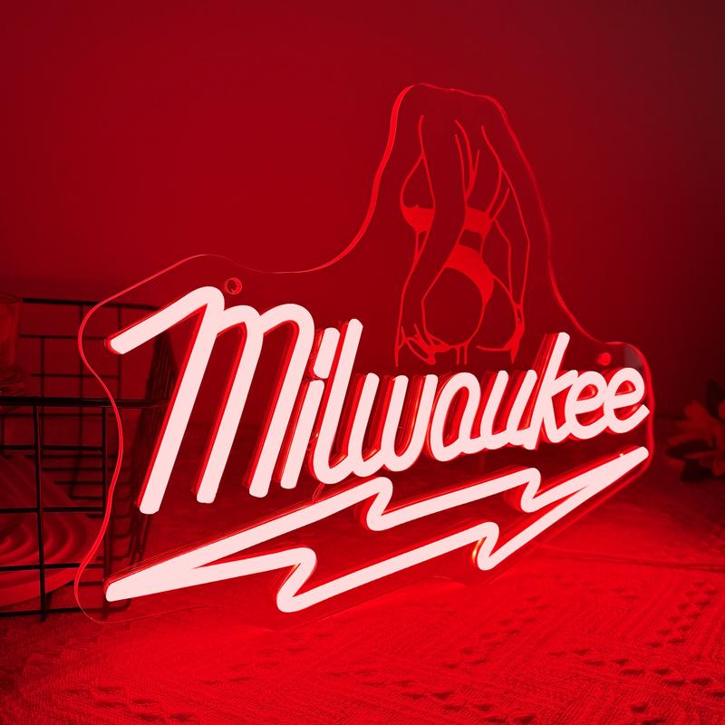 Beauty Milwaukee Tool LED Neon Sign Dimmable Garage Workshop Light Sign Decor Neon Lights, Man Cave Light for Repair Shop Parts Store Garage Repair Shop Bar Party, Gift for Him