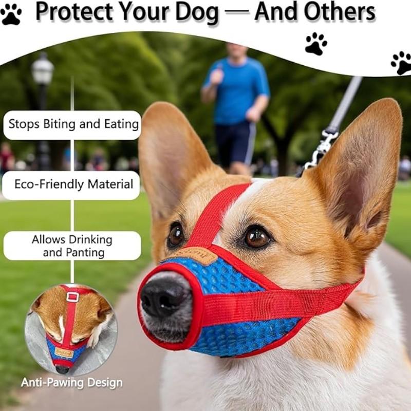 Breathable Mesh Dog Bite Proof Muzzle, Universal Size Pet Mouth Guard, Prevents Barking, Comfortable and Durable, Ideal for Active Dogs