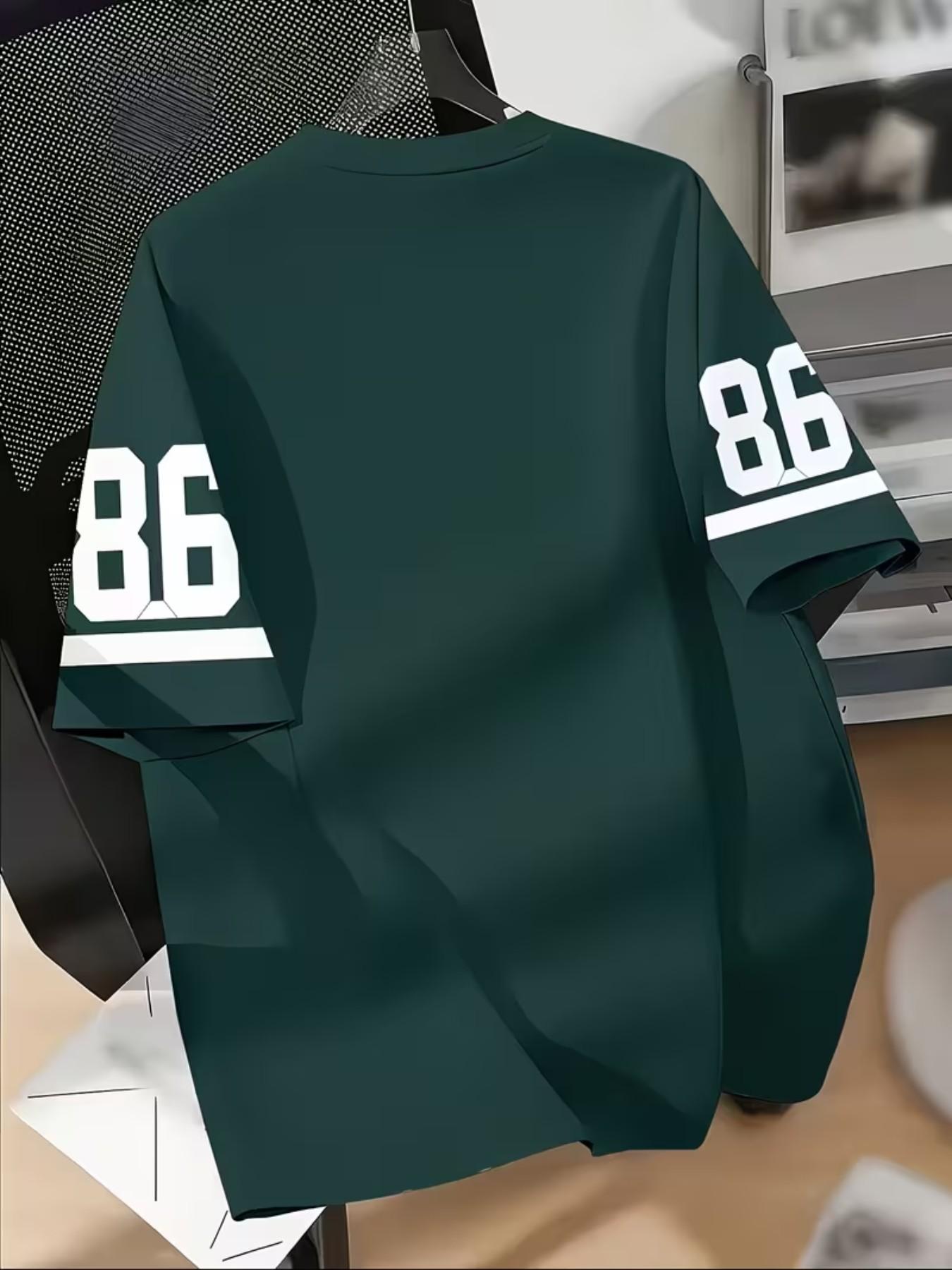 Men's Los Angeles 86 Number American Basketball Style Digital Print T-Shirt, Casual Slim-Fit Short Sleeve