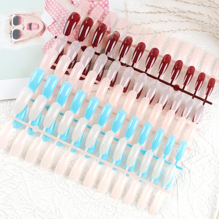 Extra-long trapezoidal fake nail patches, uncoated UV nail tips, 24-piece set of solid color press-on nails, Red Press on Nails Glossy Almond Shape Fake Nails Valentines Day Nails for Women