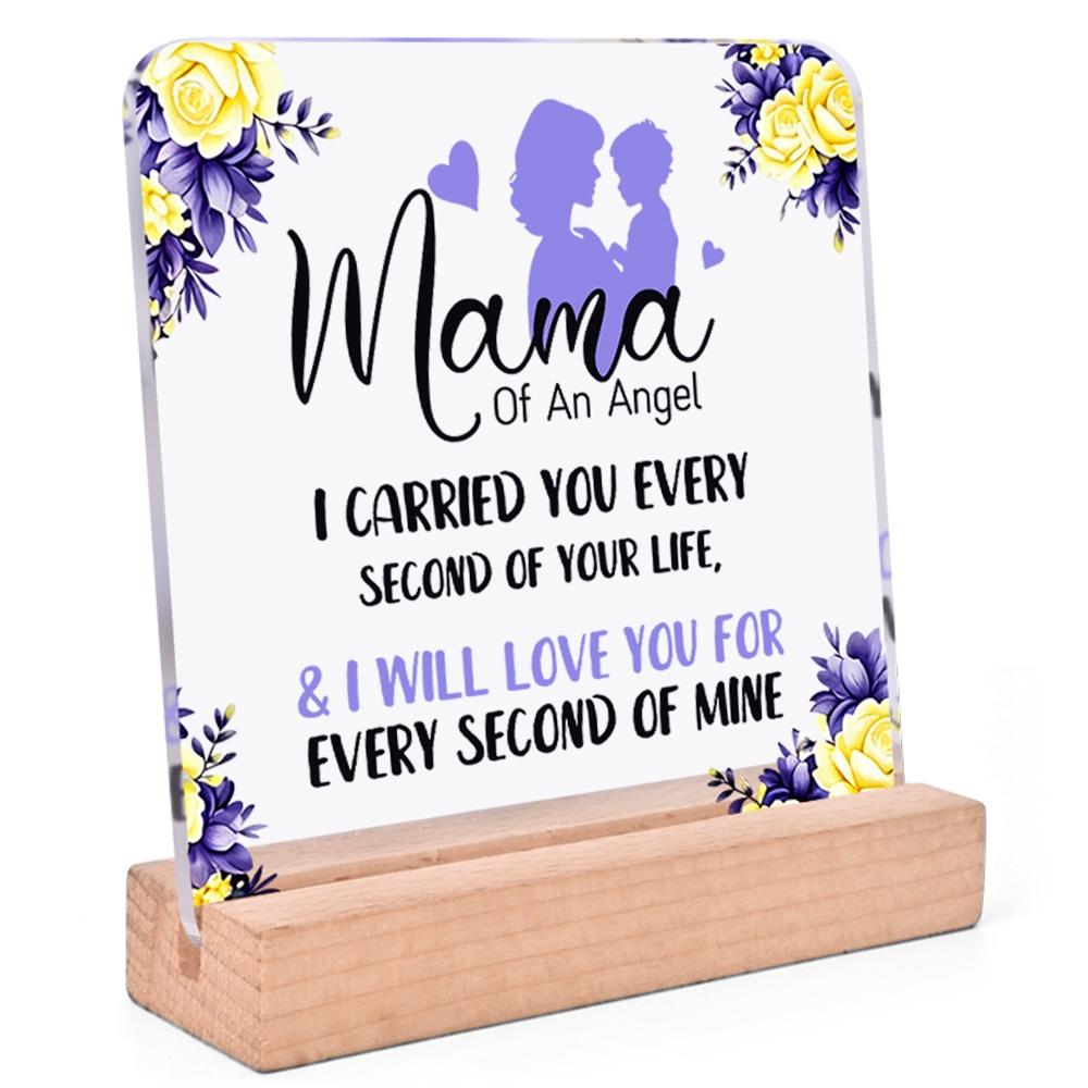 1pc Mother Gift Acrylic Ornament Sign With Wooden Base, Warm Heart Love Quote Design, Ideal Gift For Mother On Mother'S Day/Birthday, Suitable For Home, Desktop, Room, Festival, Bedside Table Decoration