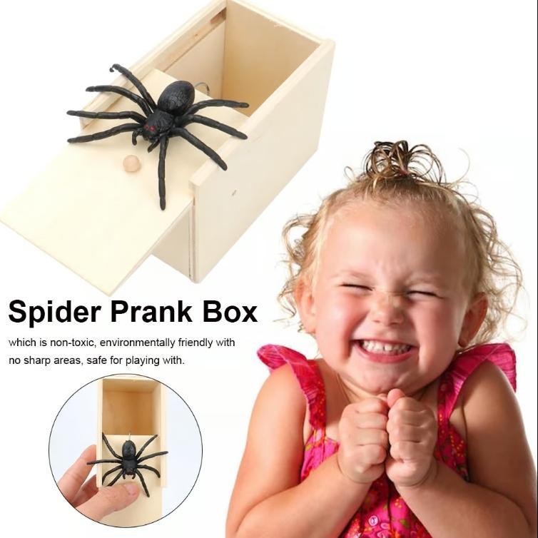 Epic Wooden Spider Gag Box - Jump Scare Prank for Parties, Family, Office & Dorms!