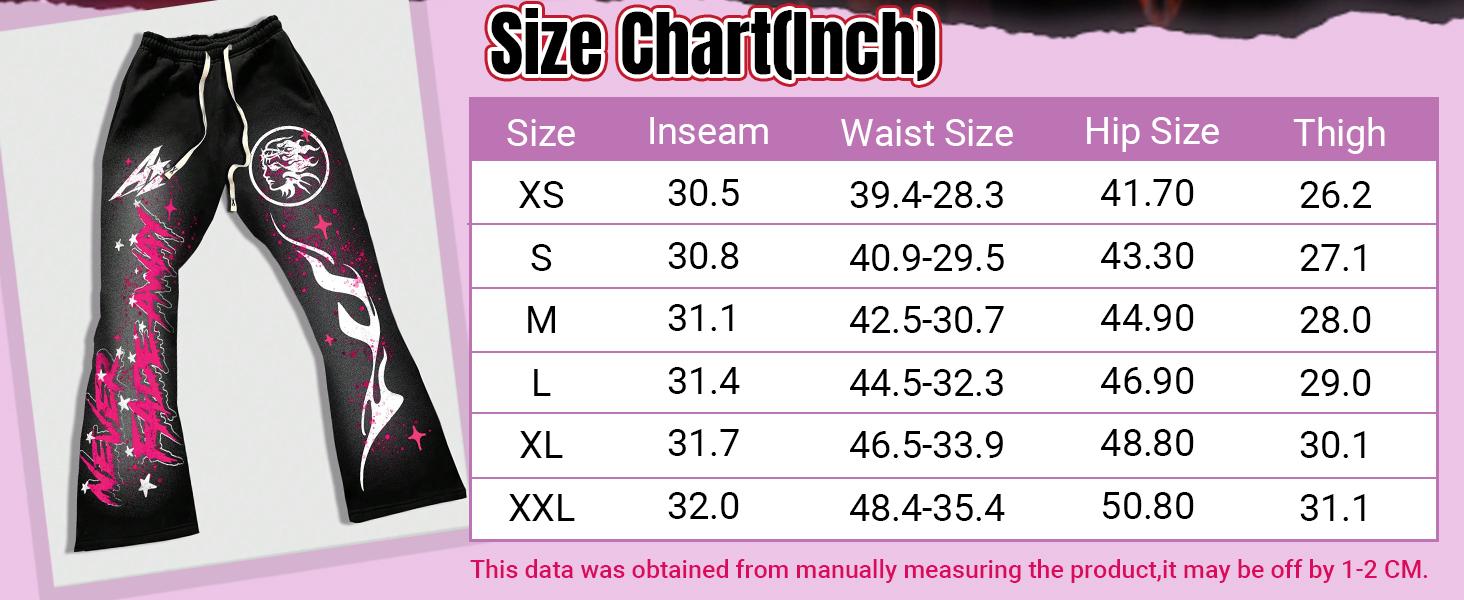 Y2k Graphic Letter Print Stacked Sweatpants Drawstring Bell Bottom Flare Pants with Pockets