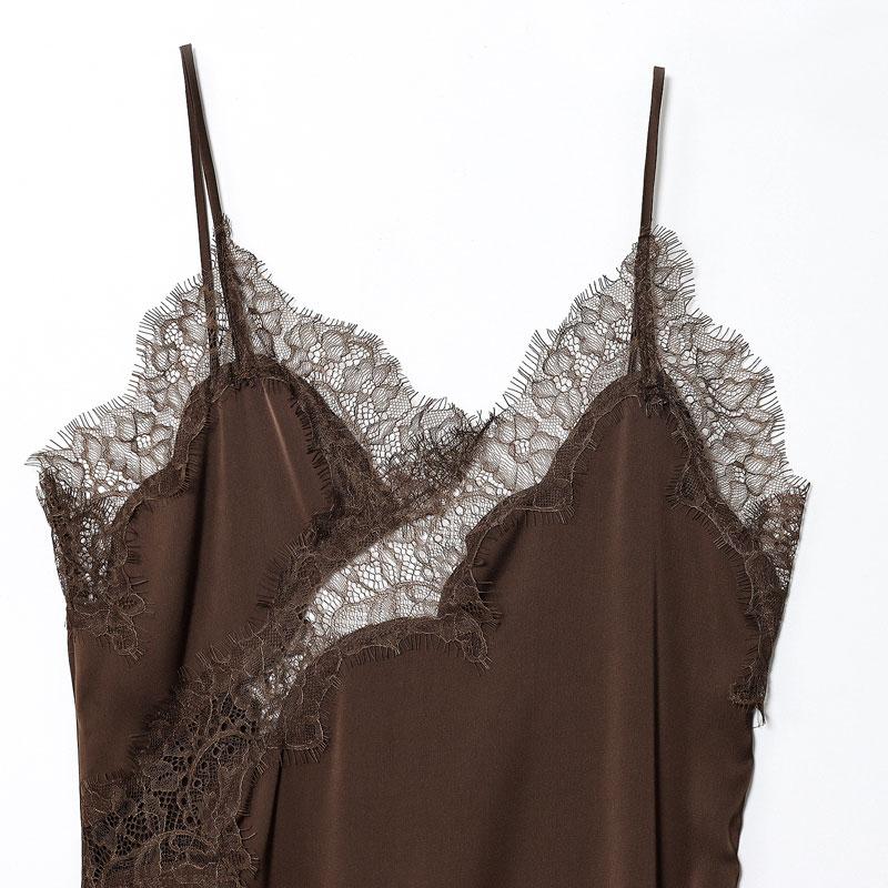 Women's Summer Asymmetrical Spaghetti Strap Beach Midi Dress, Lace Strapless Satin Long Dress, Elegant Formal Sleeveless Patchwork Dress