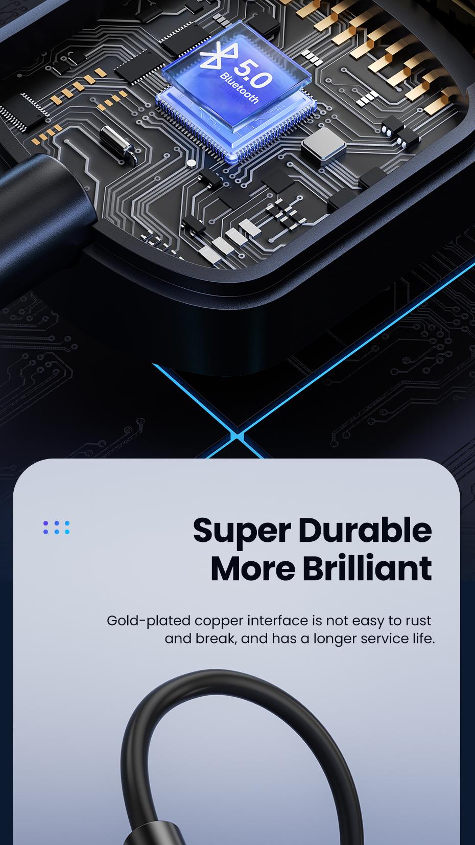 Toocki Wireless Audio Receiver Adapter, Bluetooth-compatible 5.4 Aux USB to 3.5mm, Hands-Free Mic, Car Audio Jack, Mono Output, 3.5w Power Consumption