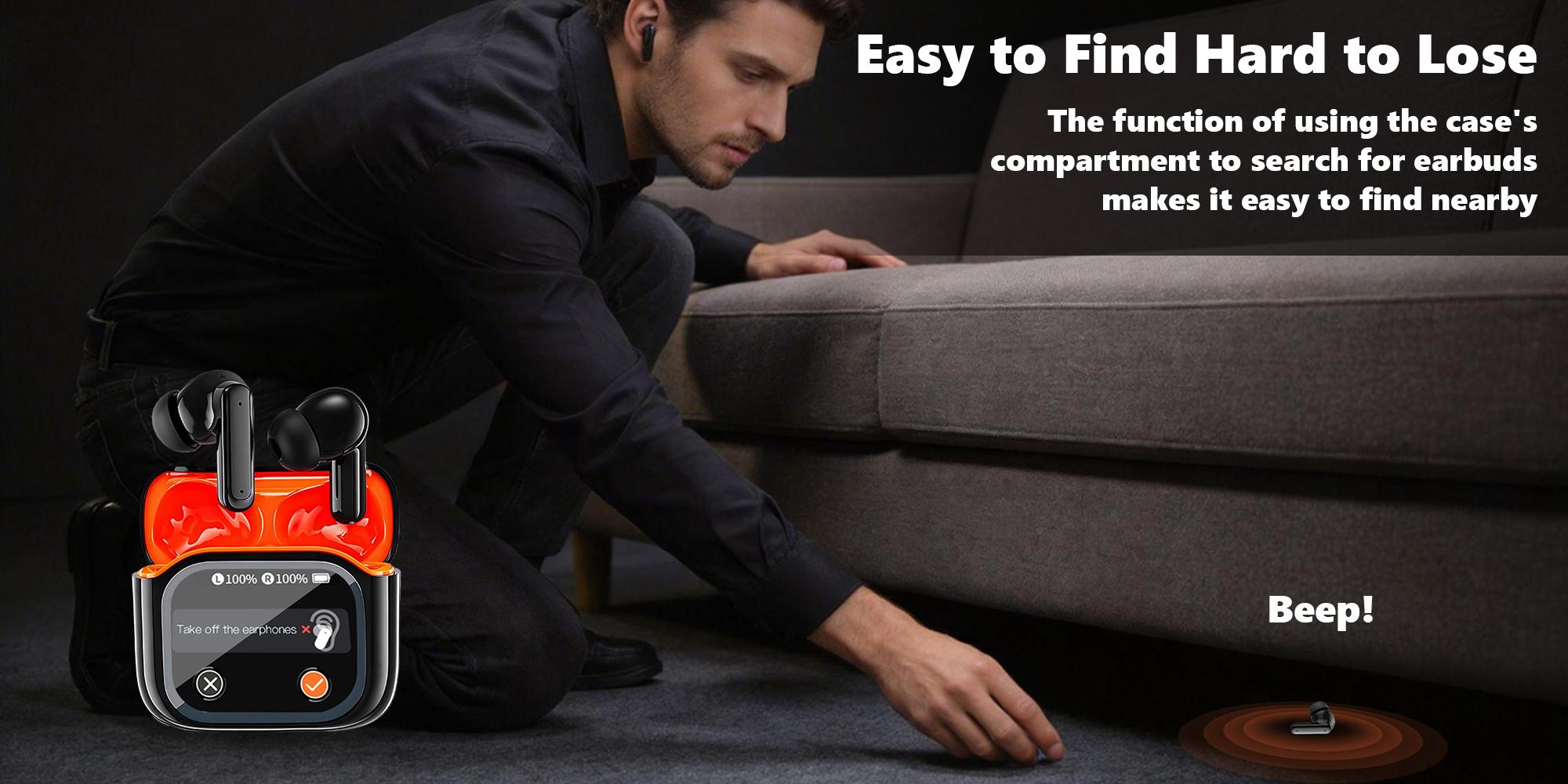 Bluetooth 5.4 Earbuds with Smart LED Touch Screen,ANC Noise Cancelling,Hi-Fi Stereo Sound,Long Battery Life,In-Ear Earphones for Office,Sports,Study,Wireless Earbuds