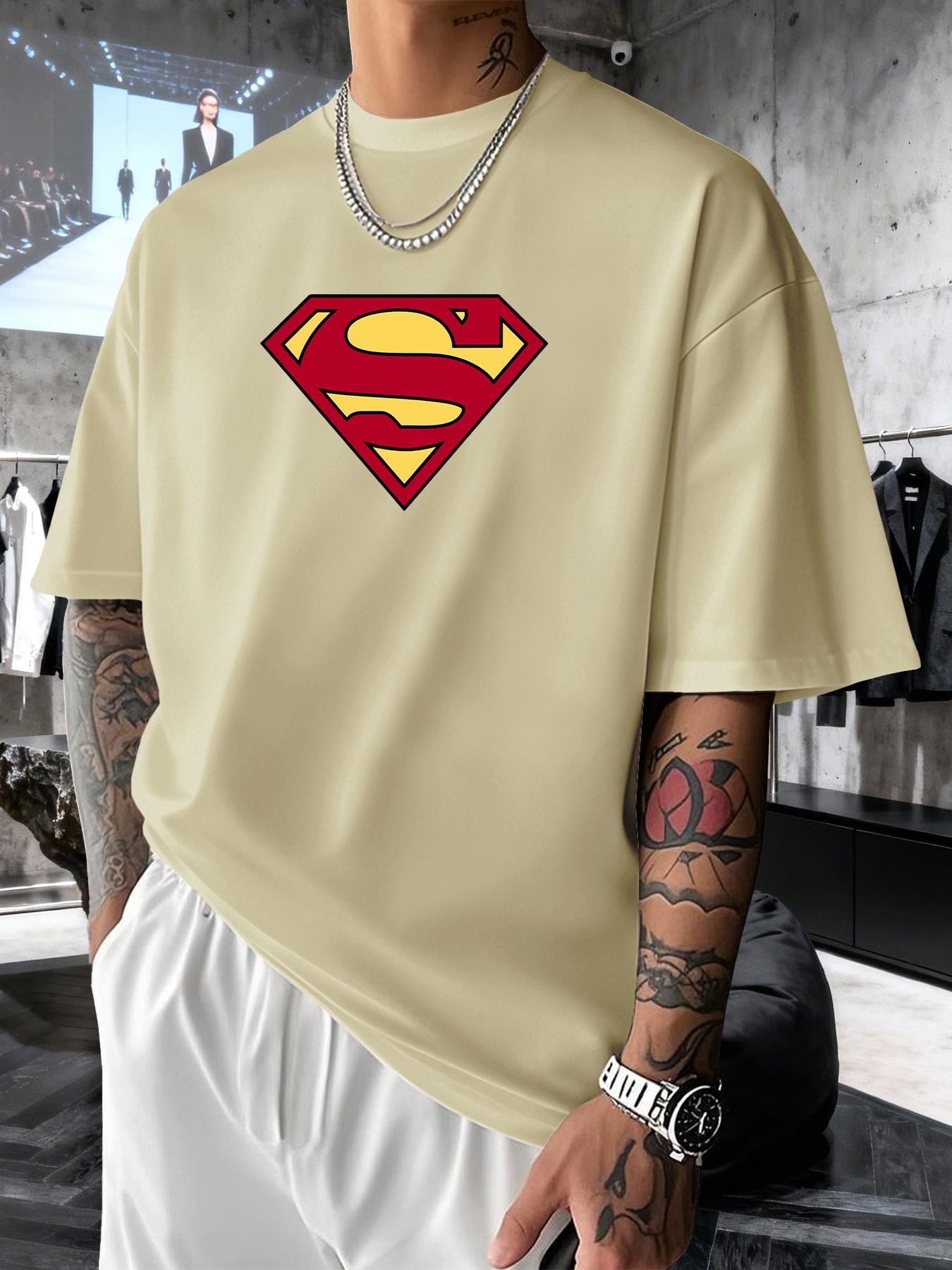 Superman S Classic Logo Men's Fashion Short Sleeve Round Neck Casual Summer T-Shirt, Perfect for Daily Wear