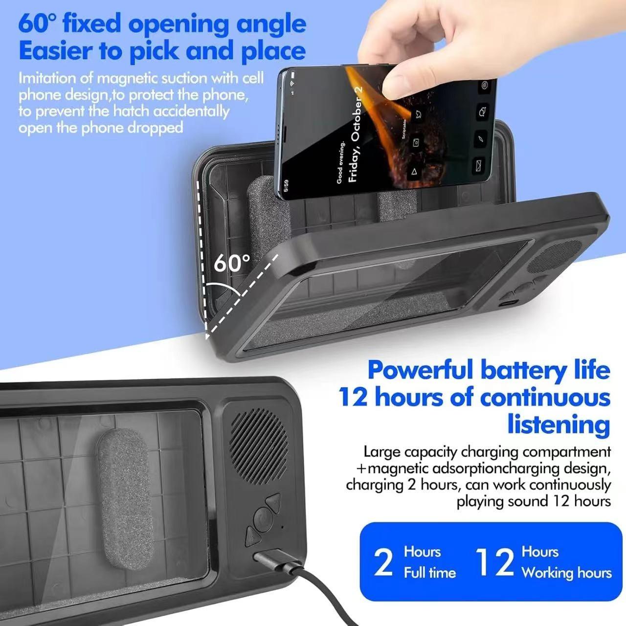 Waterproof Box Speaker, Bluetooth-compatible Speaker with Phone Stand, Ipx5 Waterproof, 360° Rotatable Touchscreen, Ideal for Kitchen, Bathroom, TV Stand