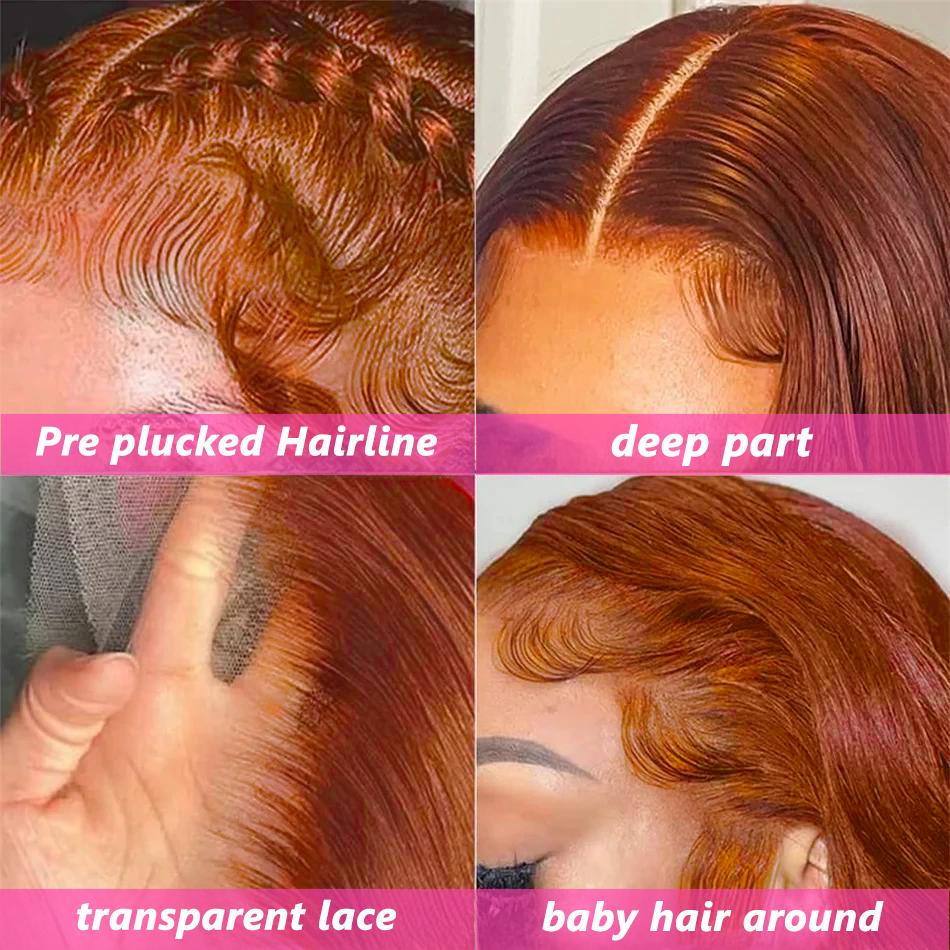 Bling Hair Hd Transparent 13x6 13x4 Lace Front Human Hair Wigs Reddish Brown(Ginger) Colored #33 Preplucked Remy Brazilian Body Wave Lace Frontal Wig For Women #TikTokShopHolidayHaul