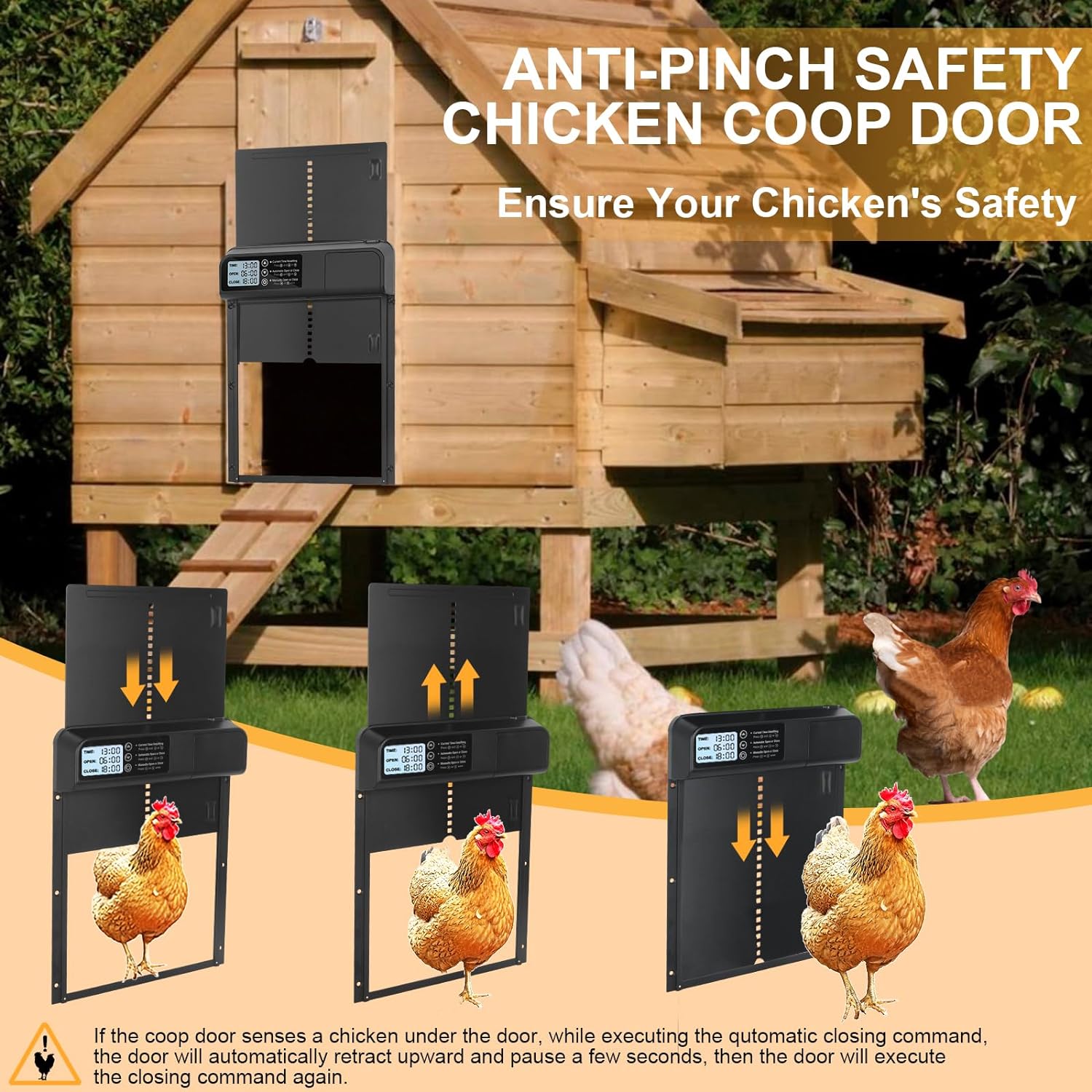 Automatic Multi-Mode Chicken Coop Door, Timer Control, Switch Power, Safe Poultry Farming, No Battery Needed, Stainless Steel Material, Chicken Coop Enclosure