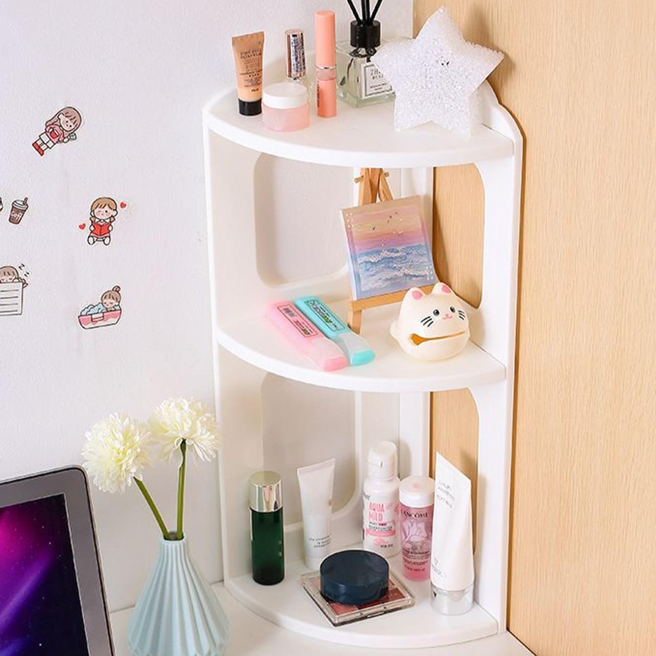 Multi-Layer Corner Shelf, Wall Angle Storage Rack, Desk Standing Bend Corner Shelves, Bedside Dormitory Bookshelf Organizer, Wall Mounted Shelf, Living Room, Decoration Items