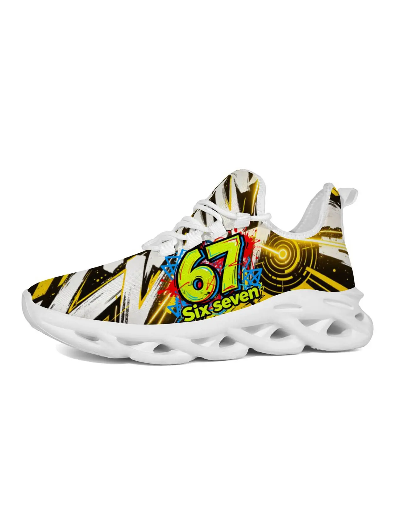 67 Graffiti Style Running Shoes, Streetwear Hip-Hop Print, Colorblock, Fashion Classic Versatility, Women's Urban Skate Park Shoes