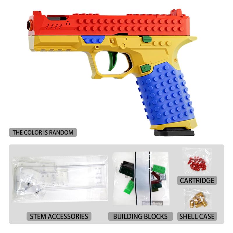 Building Block Toy Gun Blaster, DIY Creative Handgun STEM Model Display Toy, Shoots Bullets, Birthday Gift for Kids Ages 6+