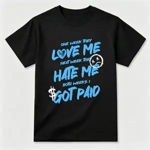 Unisex T-shirt To Match Sneakers Jordan 14 Black & University Blue - I Got Paid.  for Casual Wear. Comfortable Summer Unisex T-Shirt to match Jordan Sneaker. Streetwear Style. urban outfitters