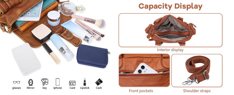 Angel Kiss Hobo Crossbody Purses for Women Shoulder Bag Multipocket Soft Hobo Purses Removable Strap Leather Handbags springtok