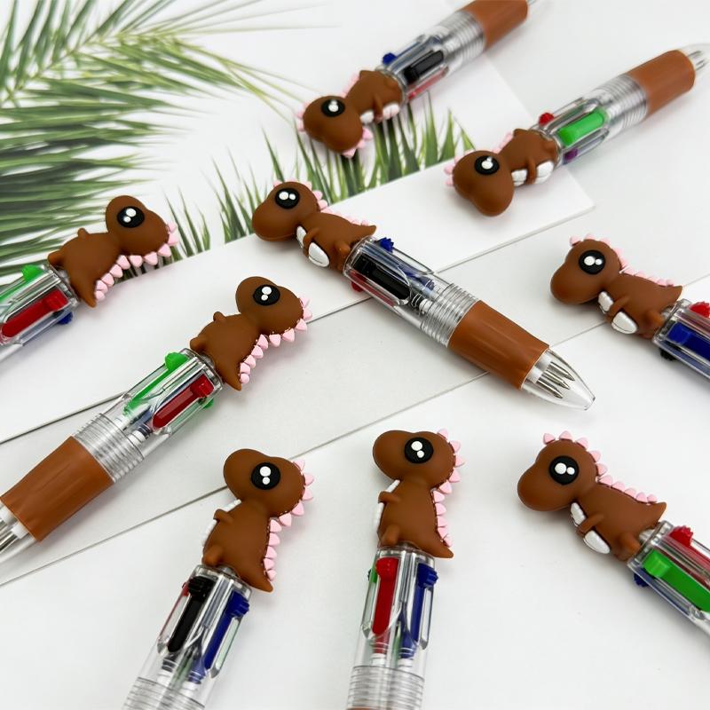 20/30pcs Creative and Cute Brown Little Dinosaur - themed Retractable Four - color Pen. The Dinosaur Series Press - type Gel Pen for Campus Design with Random Colors