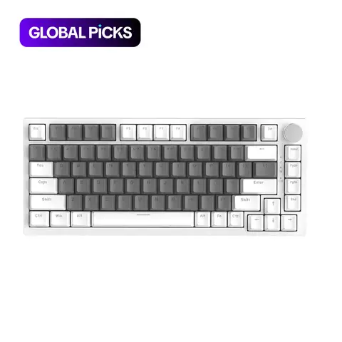 AJAZZ AK820 wired office mechanical keyboard PC Accessories Gaming, 75% layout full key hot swappable Gasket structure luminous metal volume knob FN multimedia function, ergonomic keyboard e-sports game keyboard plug and play #GLOBAL PICKS
