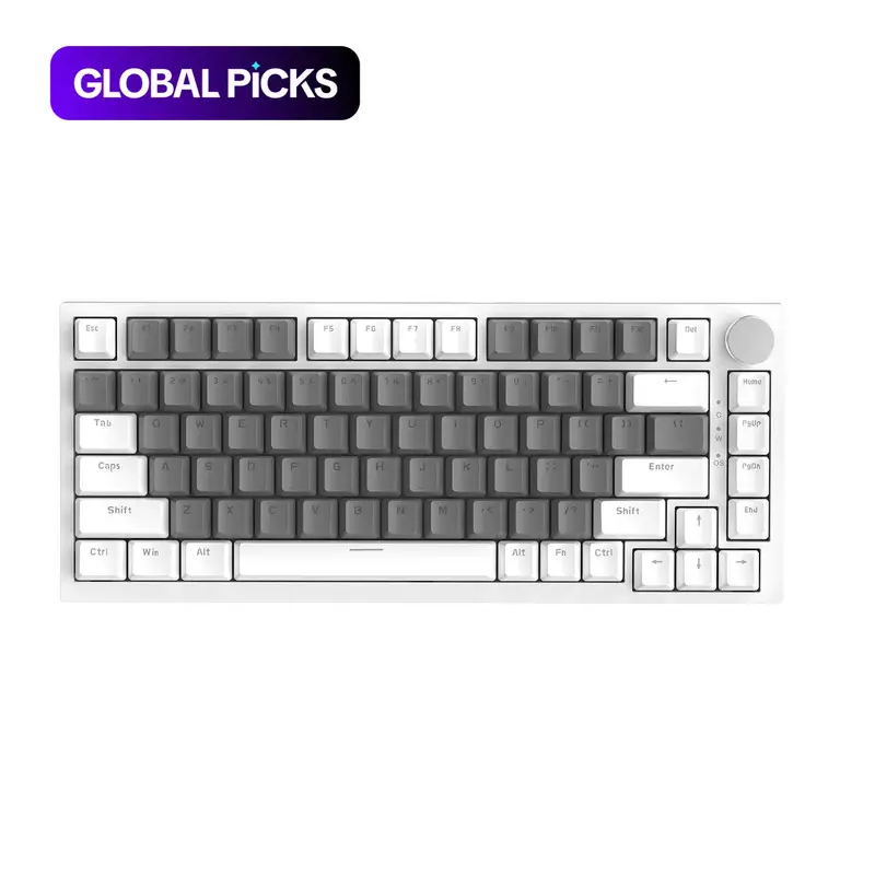 AJAZZ AK820 wired office mechanical keyboard PC Accessories Gaming, 75% layout full key hot swappable Gasket structure luminous metal volume knob FN multimedia function, ergonomic keyboard e-sports game keyboard plug and play #GLOBAL PICKS