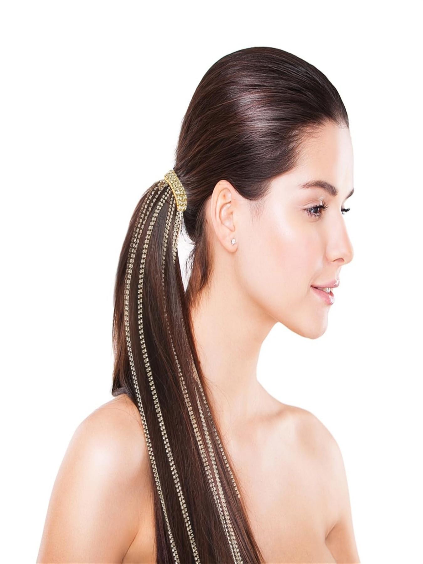 Lurrose Hair Clip with Rhinestones and Fringe Chain, Perfect for Women and Girls Party Accessories, Elegant and Stylish Design