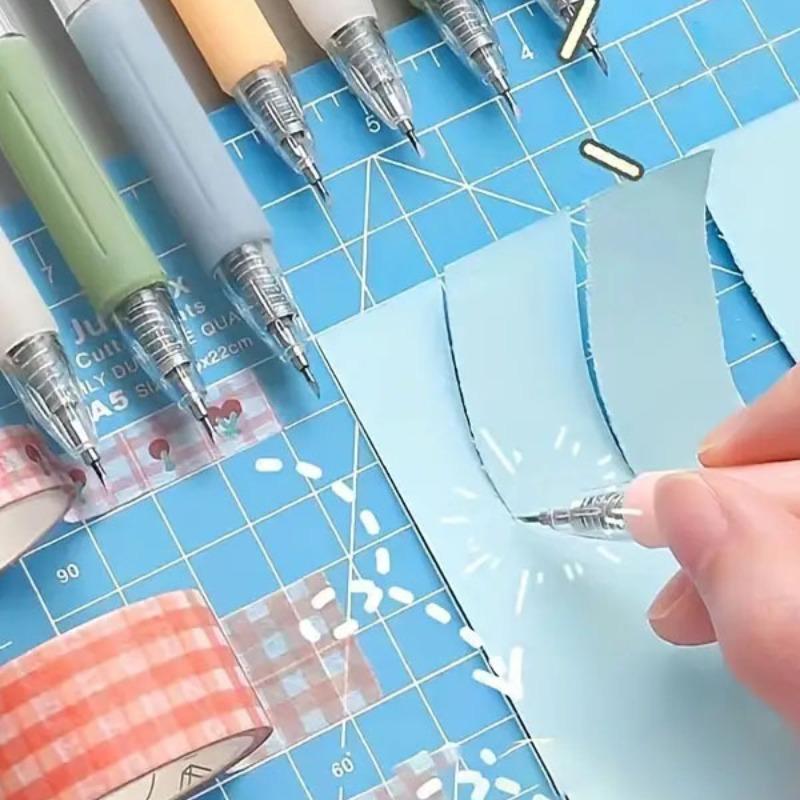 2pcs Random Color Creative Knife Pen, Student DIY Hand Cutter, Morandi Color Precision Craft Tool, Paper Scrapbook Cutting Tool, Cutting Supplies, Paper Cutters