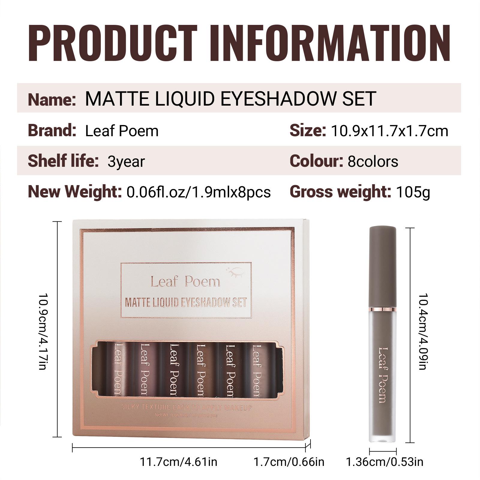 Women's 8-Shade Matte Liquid Eyeshadow Pen Kit - Velvety Mist Texture, Waterproof, Smudge-Proof, Blendable, Flawless Smooth, Long Lasting, 3D Eye Definition, Colorful Eyeshadow, Easy Beauty Products, Essential Cosmetic Set for Adults