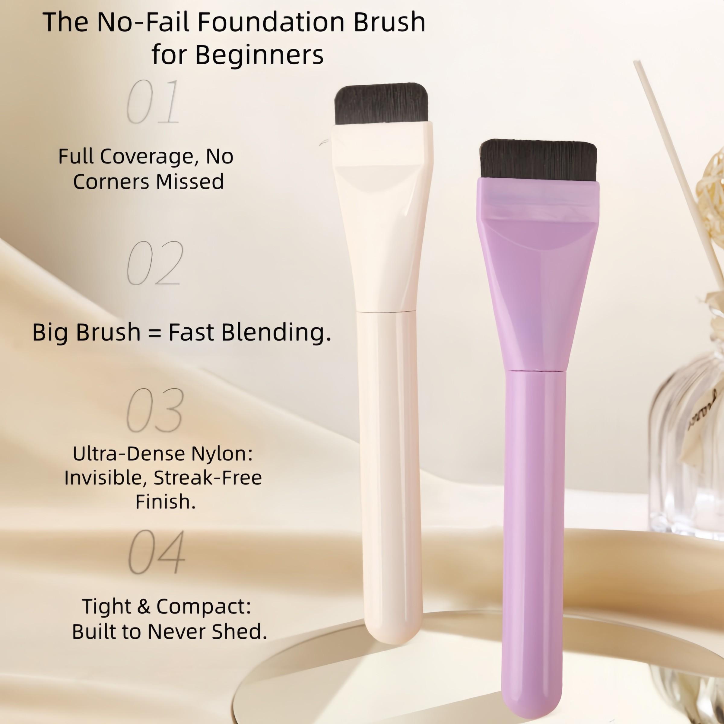 3-Pack Multi-Purpose Flat Brush Set: Makeup Blending Brush, Zero Absorption for Flawless Foundation & Streak-Free Mask Application