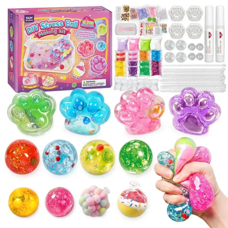 Stress Relief Bubble Goo Kit, DIY Sensory Dough Playset for Teens & Adults, Satisfying Fidget Craft for Office Desk & Home, Handmade Slime Activity