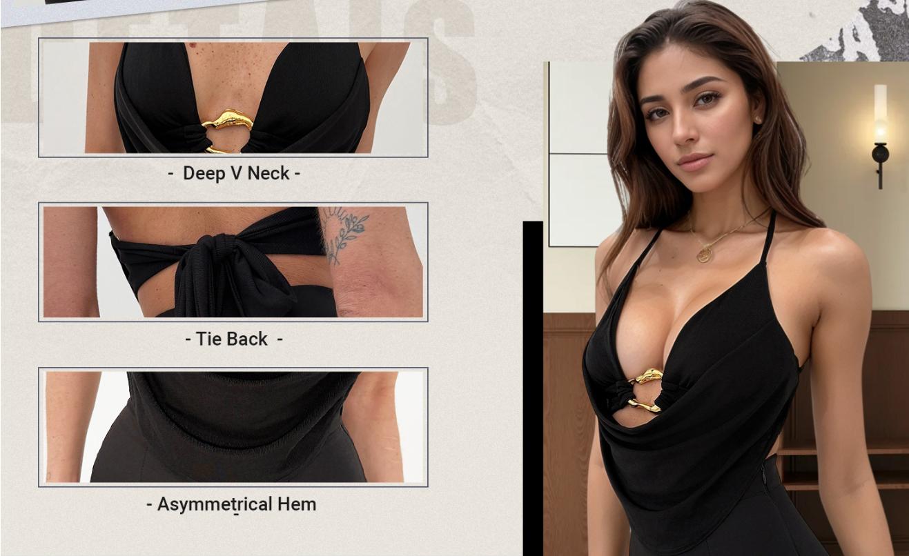 Spring Halter Top Open Back Going Out Tops Cowl Neck Festival Rave Top