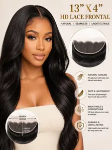 Hd13*4 Brazilian Remy Hair Wig, Straight Natural Color, Medium Length, No Knots, Classic Style, 100% Unprocessed Human Hair