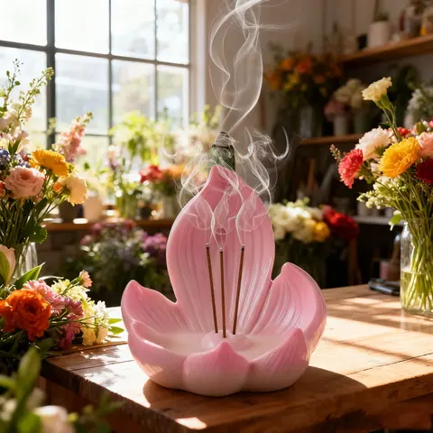 Lotus Seat Backflow Incense Burner Resin Craft - Multifunctional Home Decor Diffuser for Yoga & Meditation Incense Holders
