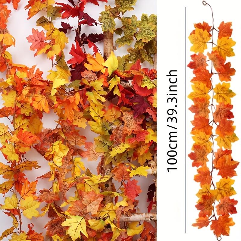 5-Pack Autumn Maple Leaf Wreaths, Fake Fall Leaves for Home Office Decor, Festive Decorations, Seasonal Thanksgiving Halloween Christmas Decoration, Indoor Use, Fade-Resistant PVC, Easy Hanging Design