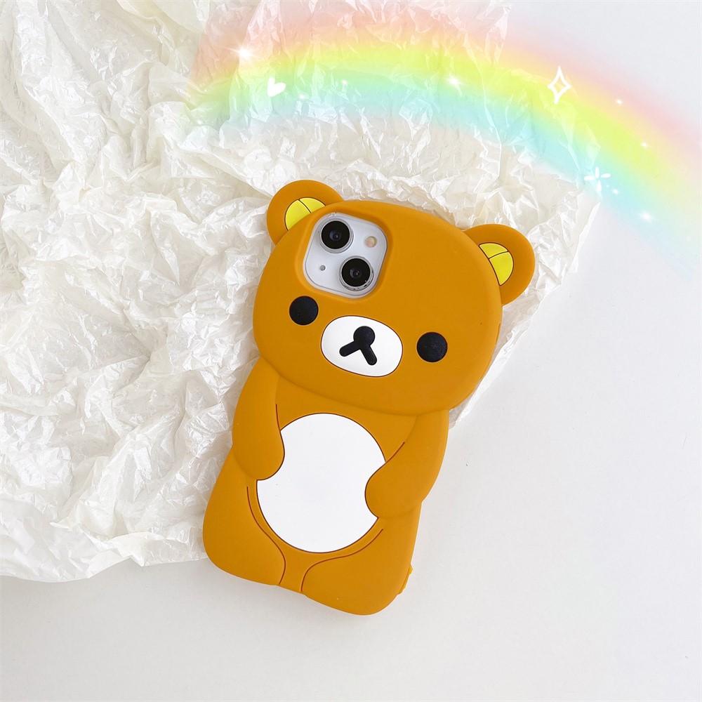 3D Rilakkuma Soft Silicone Protective Phone Case, Cute Cartoon Cover for iPhone 16/15/14/13/12/11 Pro, X, XS, XS Max, XR, 6/7/8 Plus, 4/4S, 5/5S and SE, Smartphone Casing