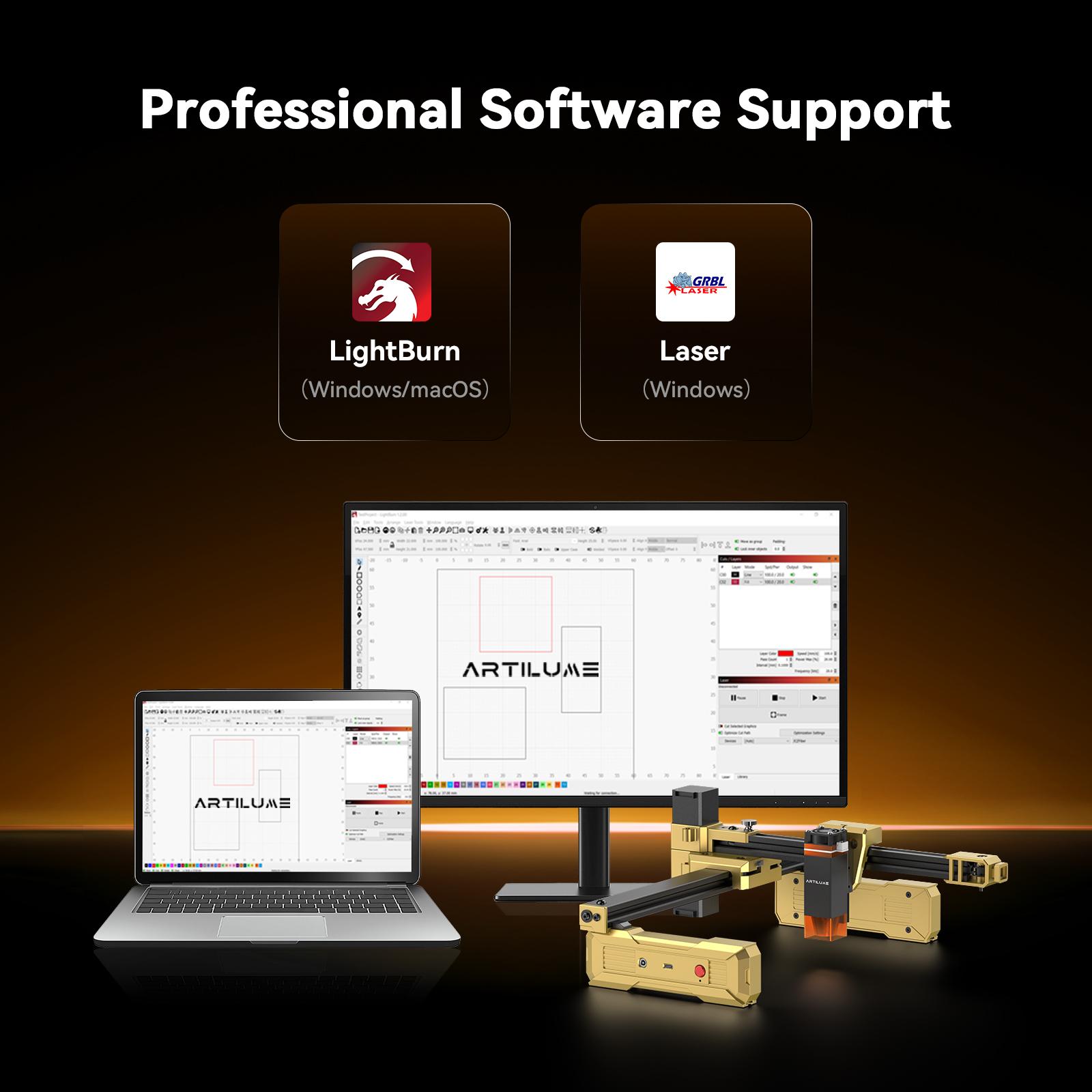 Artilume T1 Foldable Laser Engraver, No Assembly Required, Portable Use Anywhere, 10000mm/min Movement Speed, 0.01mm Accuracy, 200×150mm Working Area for Wood, Leather, Acrylic, and Coated Metal — Ideal for DIY & Small Businesses