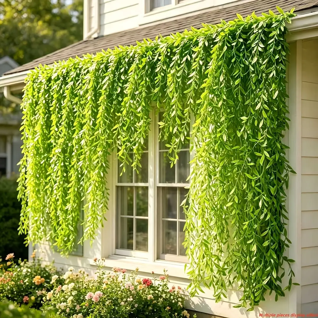 72pcs Large Extra Long Artificial Willow Vine Curtain, Artificial Hanging Plants, Fake Hanging Greenery Vines 36.13 Inch Length, Maintenance Free Faux Leaves Garland for Home Outdoor Wedding Mother's Day Living Room Hotel Shop Decor