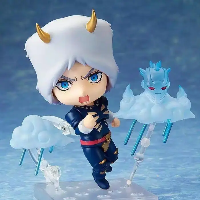 New 10cm Anime Jojo'S Bizarre Adventure Weather Report Q Version Joint Replaceable Action Figures Pvc Model Desk Decor Toy Gift