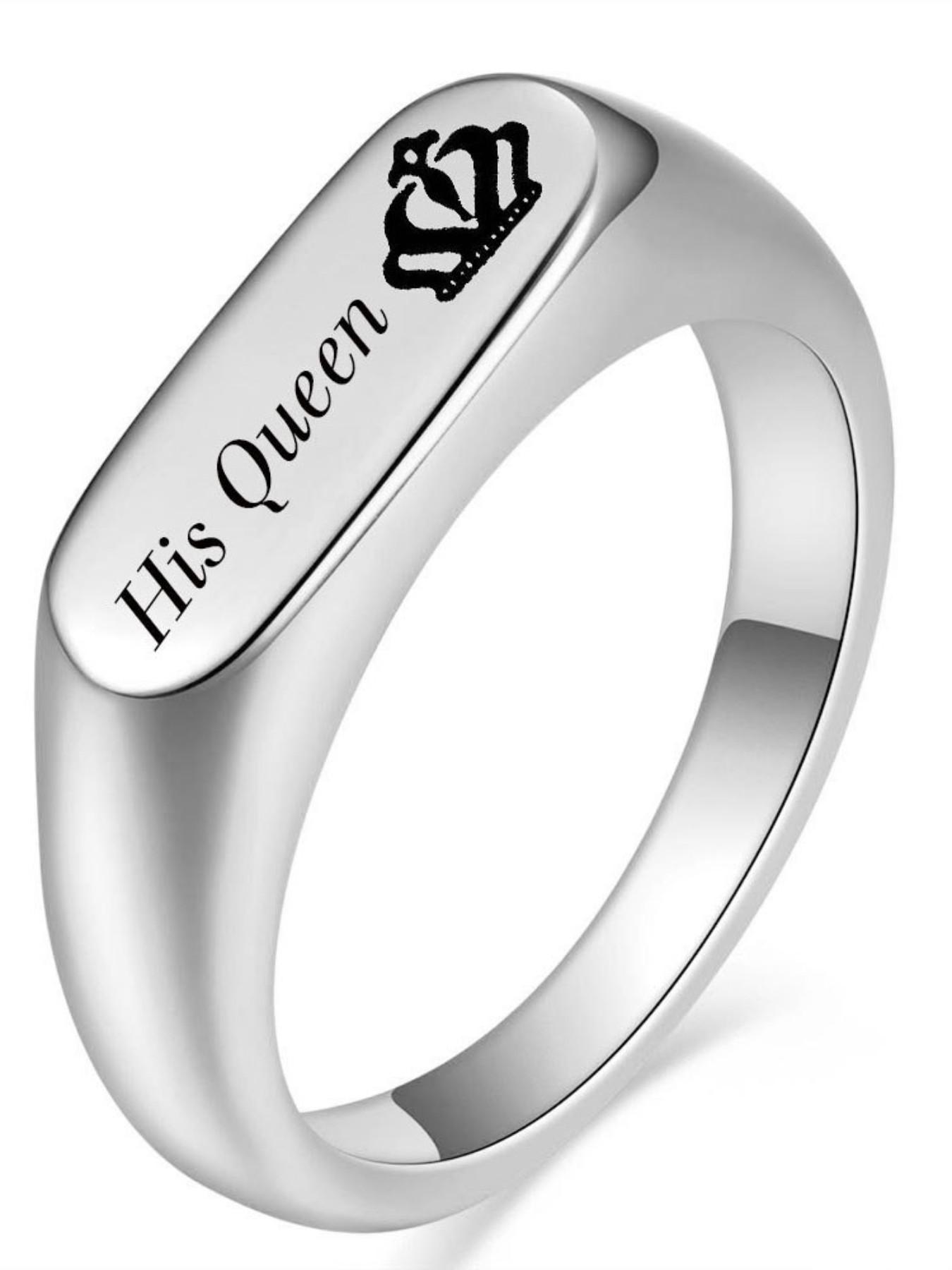 6mm Oval Cast Rectangular Her King His Queen Crown Couple Rings, Elegant Jewelry for Couples, Perfect Gift Idea