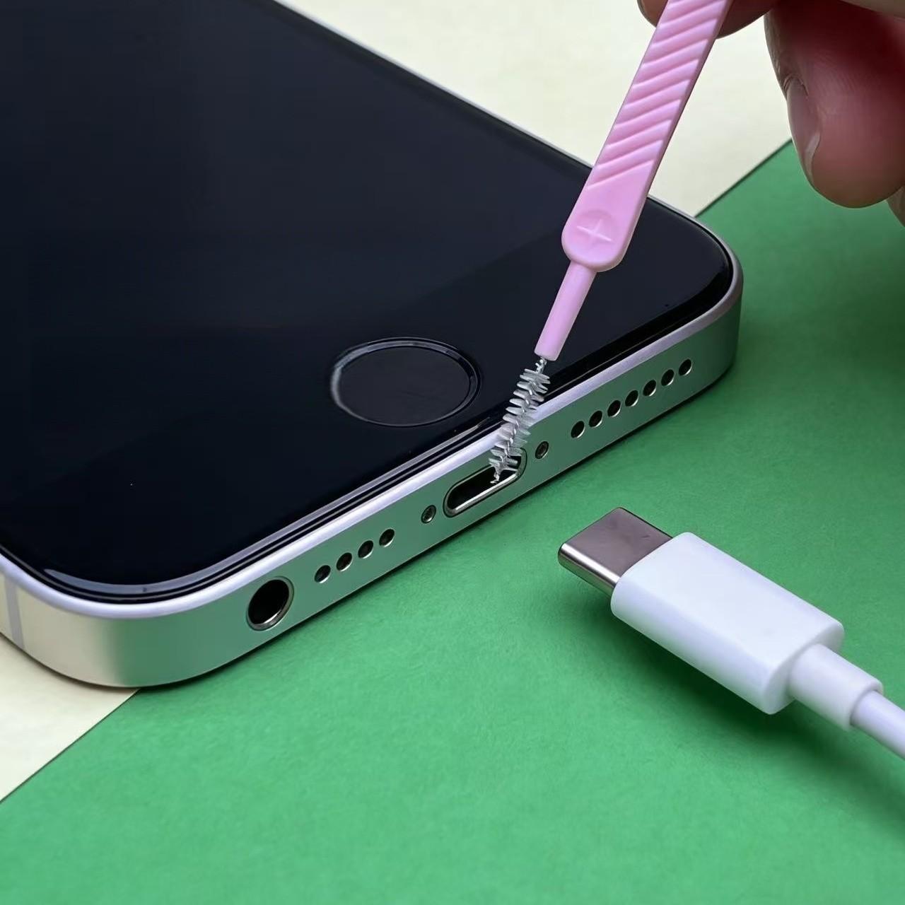 Multifunctional Phone Charging Port Cleaning Brush, Dustproof Mini Soft Round Brush, Bendable Shower Hole Cleaner, Mobile Phone Dust Cover