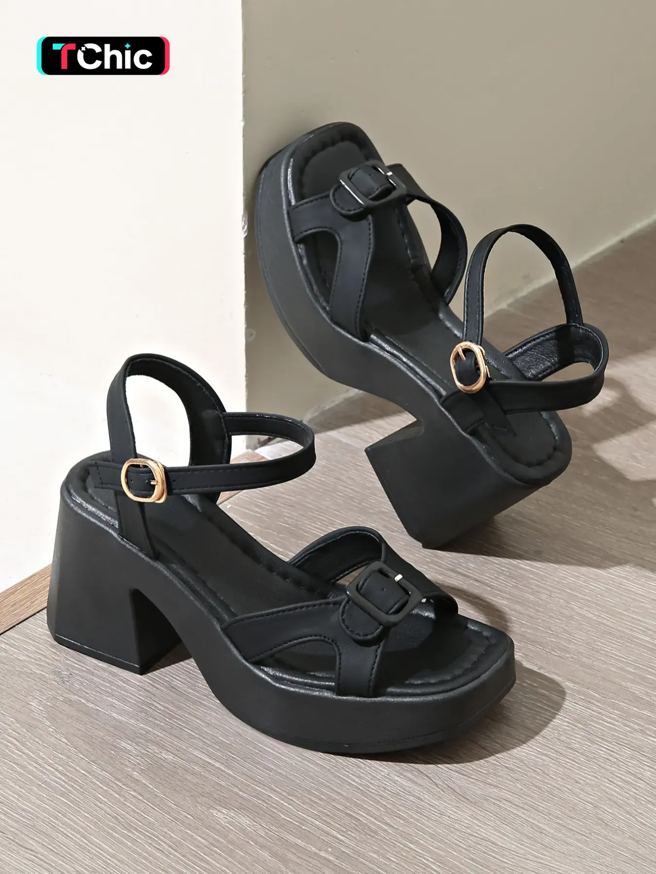 Women's Fashionable Solid Color Platform Sandals, Casual Comfortable Heeled Sandals for Summer, Female All-match Round Toe Sandals for Daily Wear, Walking Shoes, Ankle Strap Sandal, Daily Wear Heels, Platform Footwear Shoe