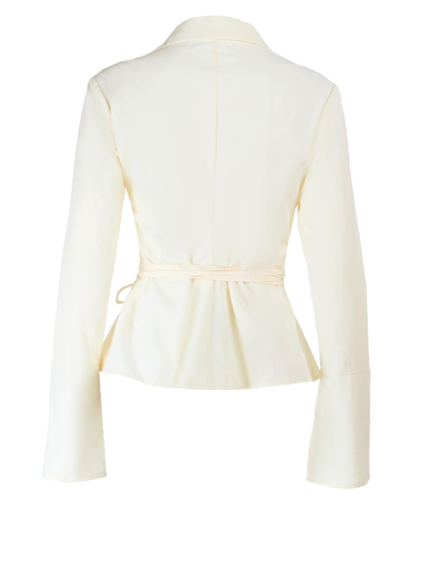 Tied Slim-Fit Long Sleeve Shirt, Stylish Tie Design, Perfect Fit for Casual Wear, Trendy Fashion Essential, Blouses, Women's Clothing