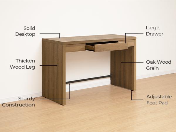 SICOTAS Computer Desk, 47-Inch Home Office Executive Desk with Drawer, Farmhouse Writing Study Desk with Storage, Boho Makeup Vanity Table for Bedroom Dormitory