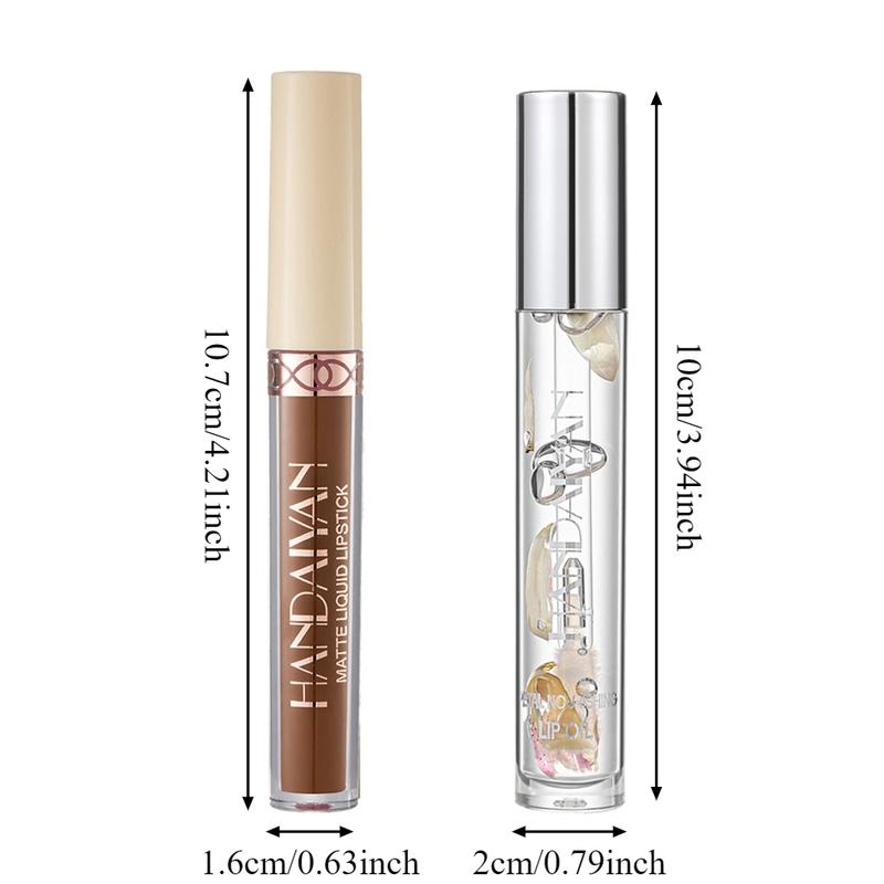 3pcs Matte Lip Gloss, Matte Liquid Lipstick and Lip Oil Set – Waterproof and Long-Lasting with Non-Stick Velvet Finish, Mixed Shades Hydrating Matte Lip Liner and Gloss Combo for Parties, Festivals, Daily Makeup and Daily Wear