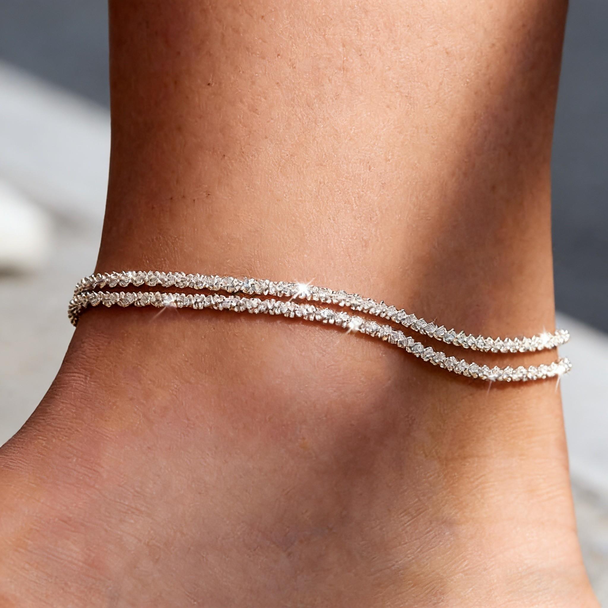 Greenish Spring Dainty Layered Waterproof Anklet&Necklace For Women Adjustable Womens Anklet Set Stackable Figaro Beaded Cuban Link Anklets Daily Clothing Decor For Beach Summer Trendy All-match & Exquisite Jewelry Gift For Outdoorfun Decoration